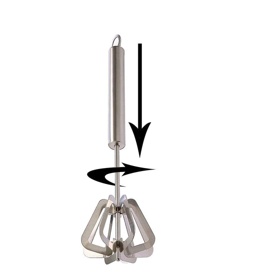 E-Cosmos Free Stainless Steel Hand Push Whisk Blender ,Beater Milk Frother, Mixer Stirrer, Blending, Egg Beater, Stirring Lassi/Butter Milk Maker/Mixer, Silver, Medium