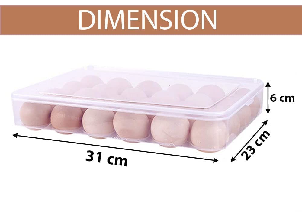 E-COSMOS 24 Grid Egg Storage Box Egg Refrigerator Storage Tray, Stackable Plastic Egg Containers for Fridge Kitchen Size of The 24 Egg Storage Box is (31x23x6) Cm