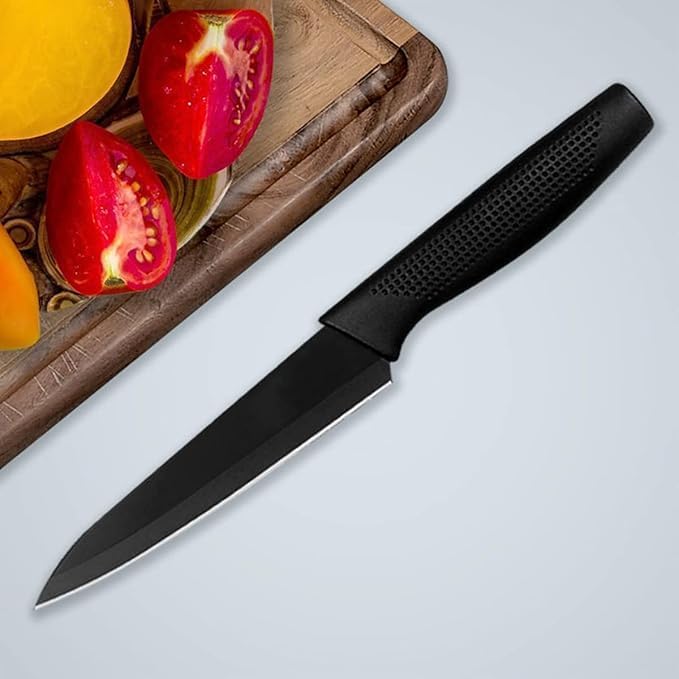 E-COSMOS Stainless Steel Chef Knife Set: 3-Pieces with Cap (Black)