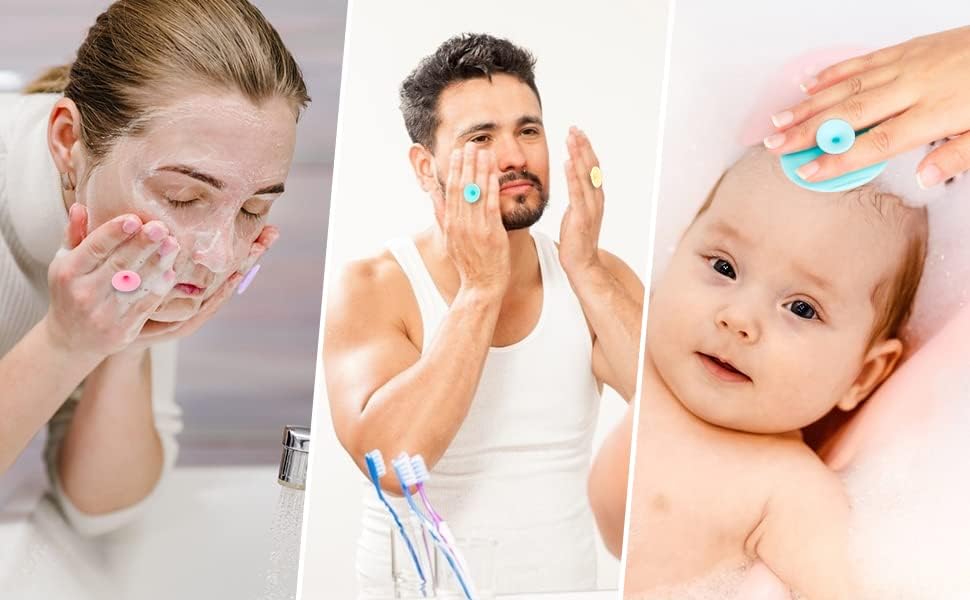 E-COSMOS 2 Pack Manual Facial Cleansing Brushes (Multicolour)