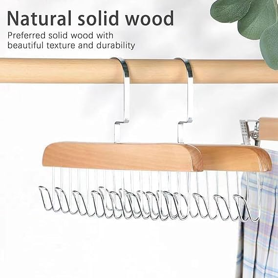 E-COSMOS Wooden Hanger for Clothes Hanging, Hangers for Wardrobe and Cupboard, 8 Hook