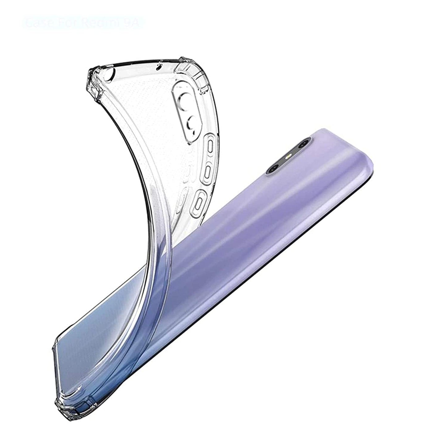 E-COSMOS for Redmi 9A Case Cover Slim Crystal Clear Soft TPU Back Cover (Transparent)