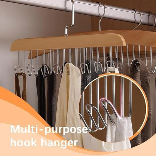 E-COSMOS Wooden Hanger for Clothes Hanging, Hangers for Wardrobe and Cupboard, 8 Hook