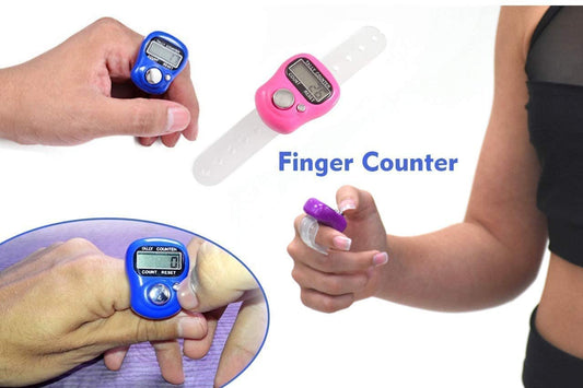 E-COSMOSMini Hand Tally Counter - Digital Finger Ring Count Tool for Mantra Jap, Cricket Umpire & More (Color Varies)