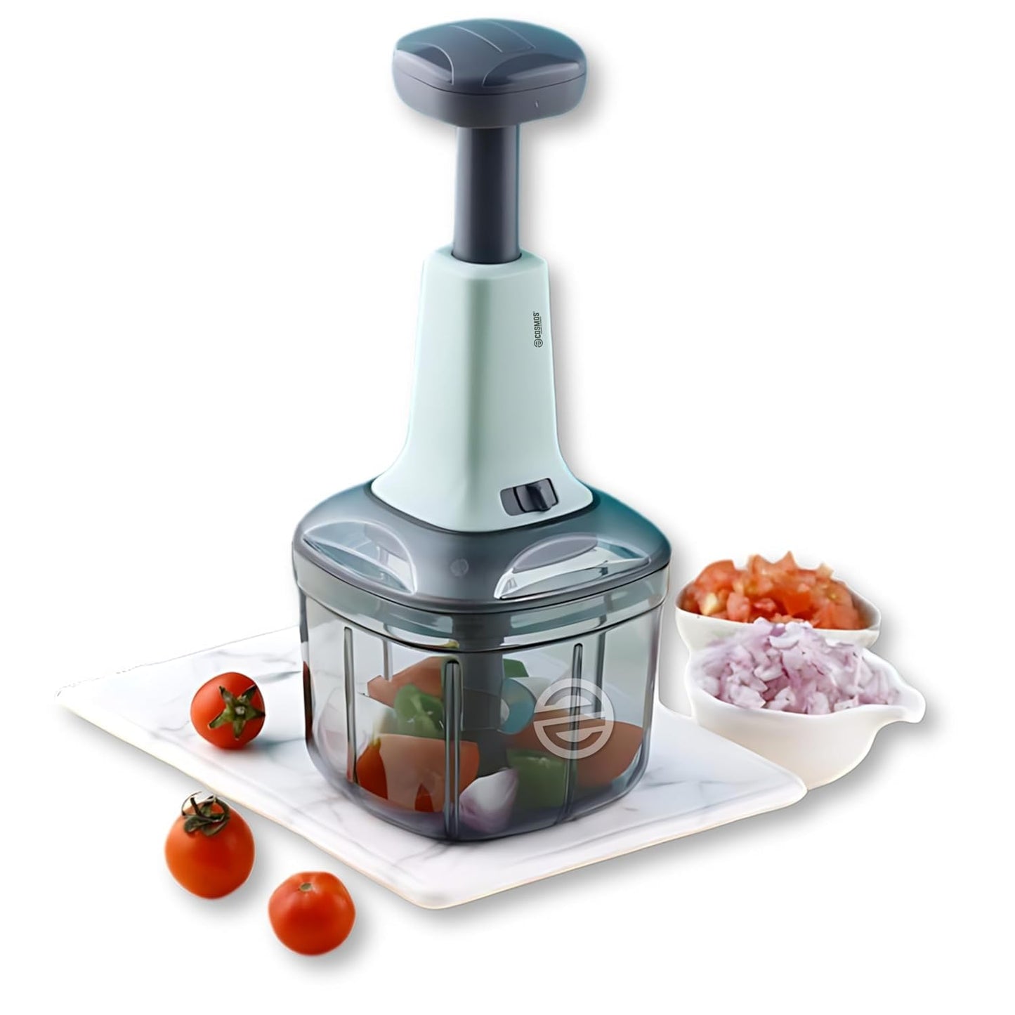 E-COSMOS Food Chopper Manual Hand-Press (Pista Square 900ml)