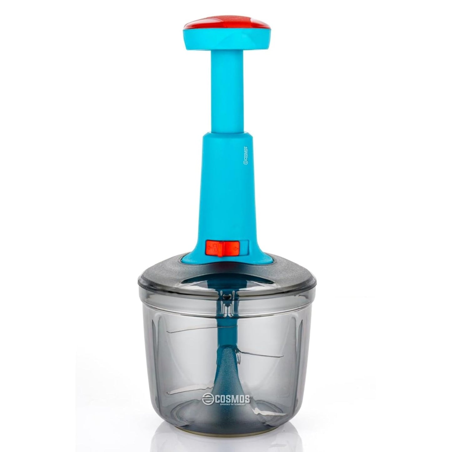 E-COSMOS Food Chopper Manual Hand-Press (Red & Tarquise 1000ml)
