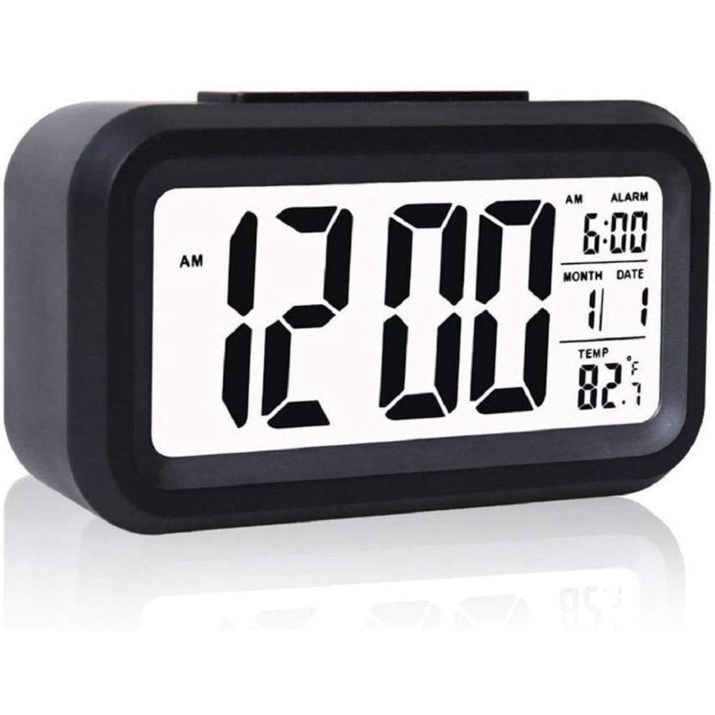 E-COSMOS Alarm Clock Digital Clock, Table Clock, Alarm for Students, Digital Alarm Clock, Clock for Study Table, Digital Clock for Table,Temperature Sensor & Date (14W x 8H cm) (Black Digital)