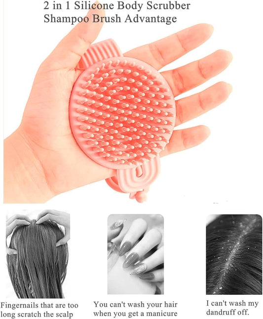 E-COSMOS 2 in 1 Body scrubber with Scalp Massager Shampoo Brush Shower Hair Comb Durable Smooth Hair Brush for Hair Growth Skin Friendly Soft Odorless Head for Men Women Kids (MULTICOLOR/PACK OF-1)
