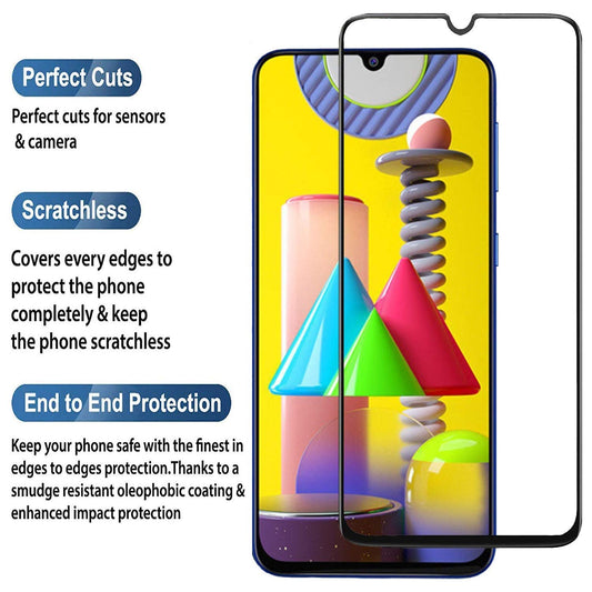 E-COSMOS 9D Full Glue Edge-to-Edge Coverage Screen Protector Tempered Glass for Samsung Galaxy M21 (Black Edition)