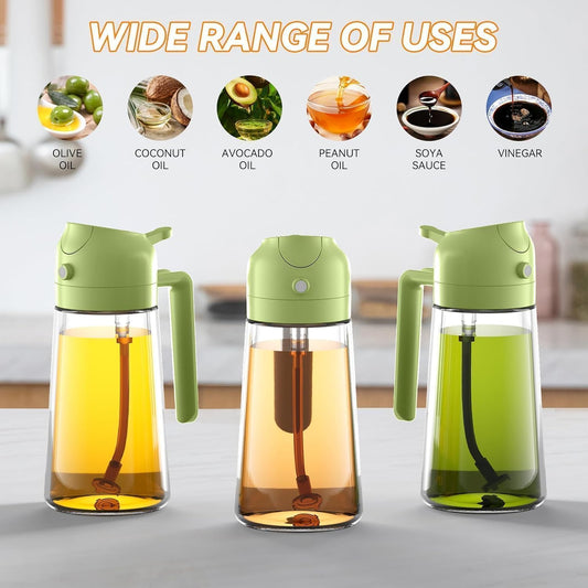 E-COSMOS Olive Oil Dispenser Bottle for Kitchen - 2 in 1 Oil Dispenser and Oil Sprayer for Cooking, Air Fryer, Salad, 500ml Olive Oil Sprayer (Multicolor)