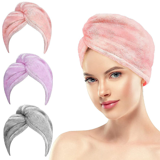 E-COSMOS Hair Towel Wrap Absorbent Towel Hair-Drying Bathrobe Magic Hair Warp Towel Super Quick-Drying Microfiber 500 GSM Bath Towel Hair Dry Cap Salon Towel (Multicolor)