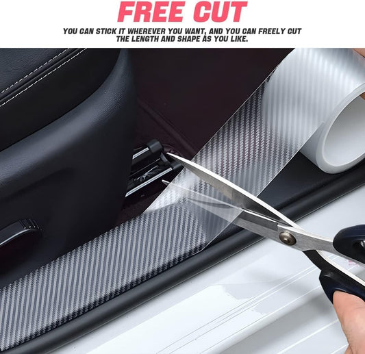 E-COSMOS High Gloss Anti Scratch Black Carbon Fiber Paint Protection Film Tape PPF for Car Protection and Decoration - 2 Inches x 5 Meters (White)