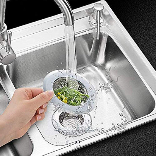 E-Cosmos Kitchen Sink Strainer Heavy-Duty Stainless-Steel Drain Basin Basket Filter Stopper Drainer Jali, 9.5cm, Silver, Small (EC-Steel Jali)