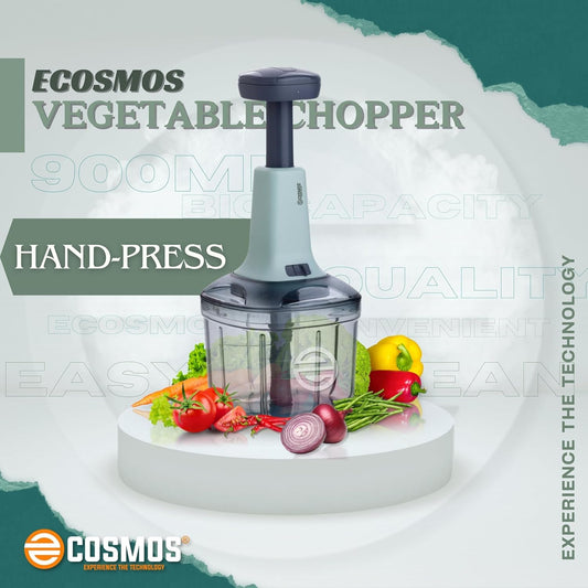 E-COSMOS Food Chopper Manual Hand-Press (Pista Square 900ml)