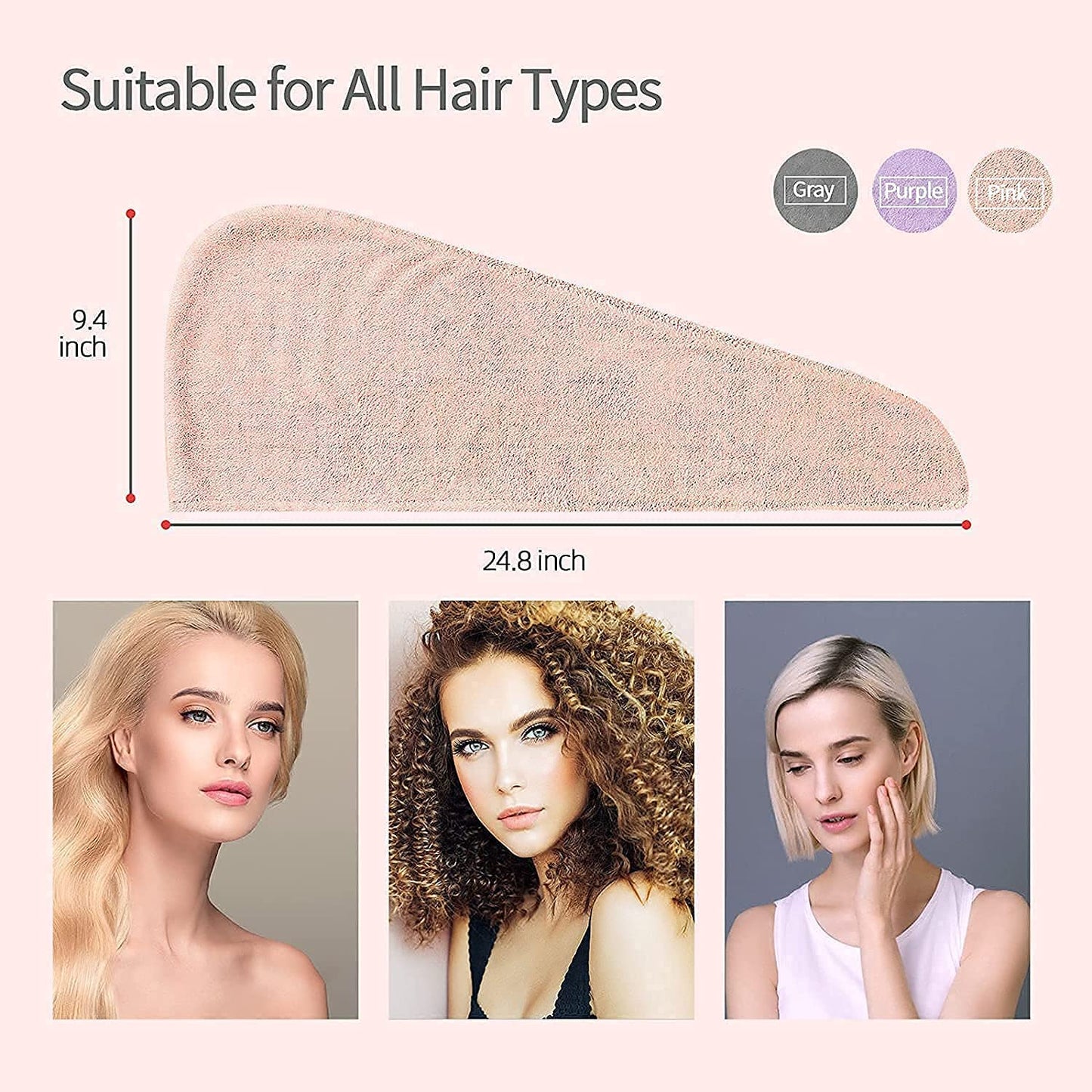 E-COSMOS Hair Towel Wrap Absorbent Towel Hair-Drying Bathrobe Magic Hair Warp Towel Super Quick-Drying Microfiber 500 GSM Bath Towel Hair Dry Cap Salon Towel (Multicolor)