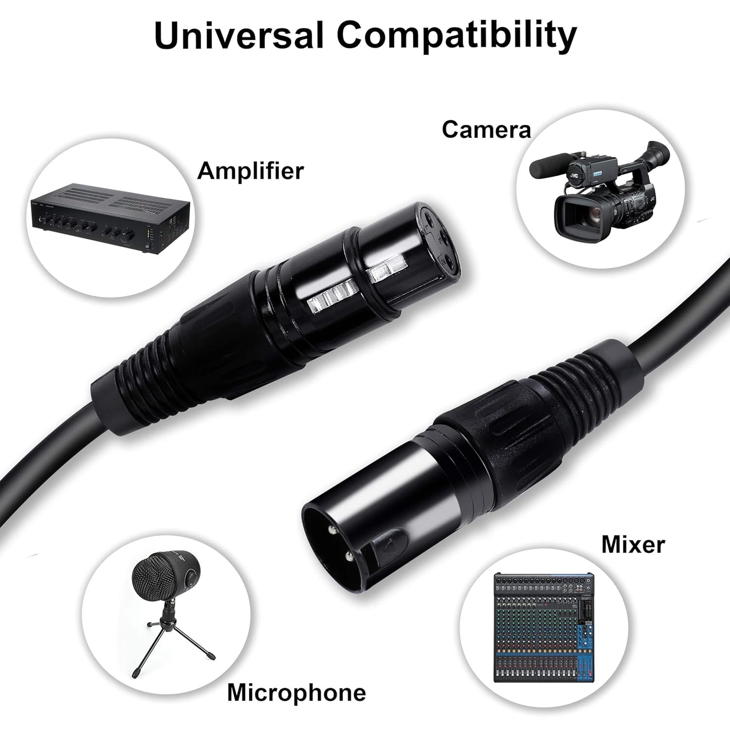 E-COSMOS Xlr Cable, Xlr Male To Female Microphone Extension Cable For Amplifiers,Microphones,Mixer,Preamp,Speaker System Or Other Professional Recording 2M/6.5Ft