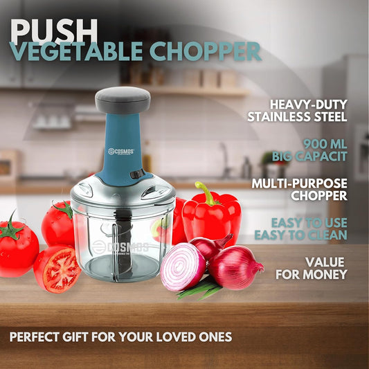 E-COSMOS Food Chopper Manual Hand-Press (Tarquise 900ml)