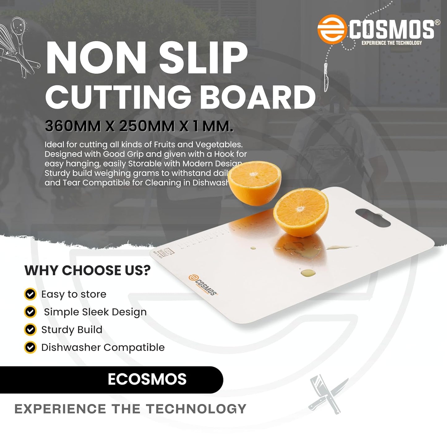 E-COSMOS Plastic Cutting/Chopping Board (Turquoise)