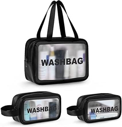 E-COSMOS Clear Makeup Pouch Set, Cosmetic Organizer Bag for Women and Girls, Waterproof Storage Kit (Set of 3)