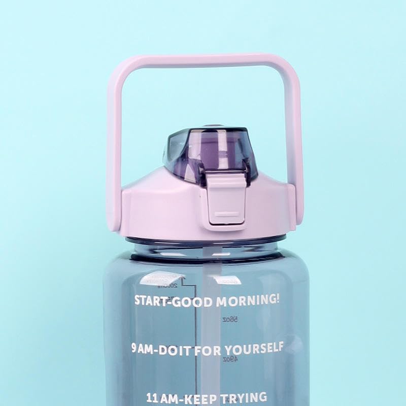 E-COSMOS 2L Capacity Belt Straw Transparent Motivational Water Bottle