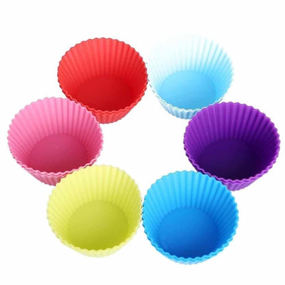 E-COSMOS Non-Stick Silicone Bakeware Baking Cake Moulds - Perfect for Cup Cakes, Muffins, Multicolor (6 Pices)