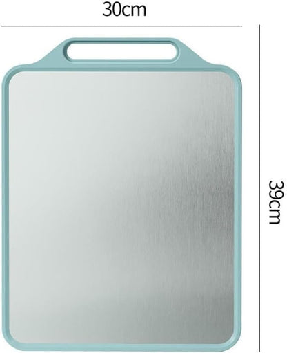 E-COSMOS® Reversible 2-in-1 Chopping Board, 304 Stainless Steel & Wheat Straw Double-Sided Cutting Board for Kitchen, Heavy Duty Extra Large 39x30 cm, Ideal for Meat, Vegetables & Fruit