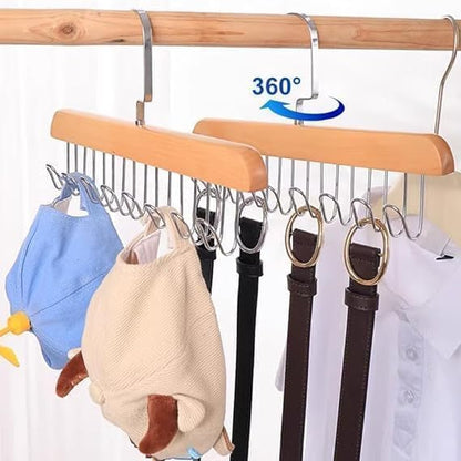 E-COSMOS Wooden Hanger for Clothes Hanging, Hangers for Wardrobe and Cupboard, 8 Hook