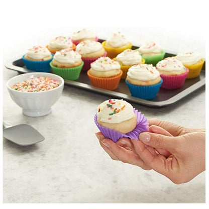 E-COSMOS Non-Stick Silicone Bakeware Baking Cake Moulds - Perfect for Cup Cakes, Muffins, Multicolor (6 Pices)