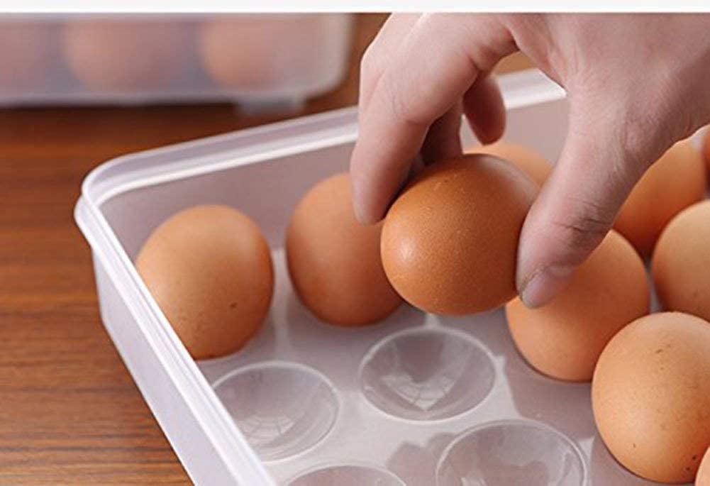 E-COSMOS 24 Grid Egg Storage Box Egg Refrigerator Storage Tray, Stackable Plastic Egg Containers for Fridge Kitchen Size of The 24 Egg Storage Box is (31x23x6) Cm