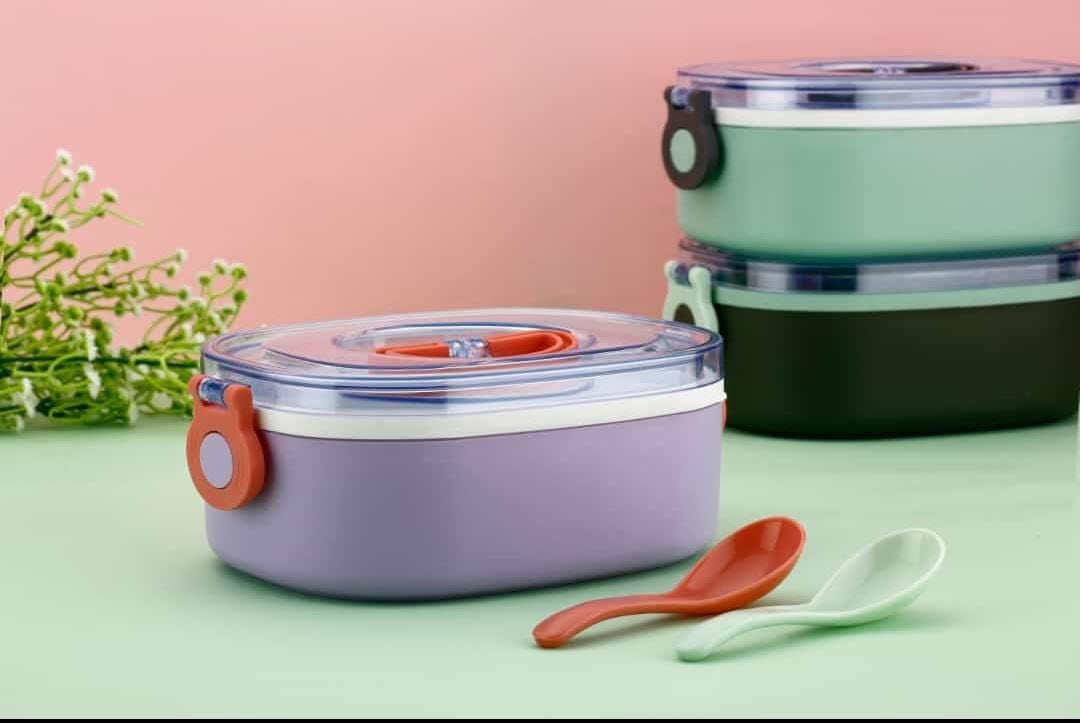 E-COSMOS School Children Stainless Steel - Plastic Lunch Box for Boys, Girls (Thermoware) 1000ml