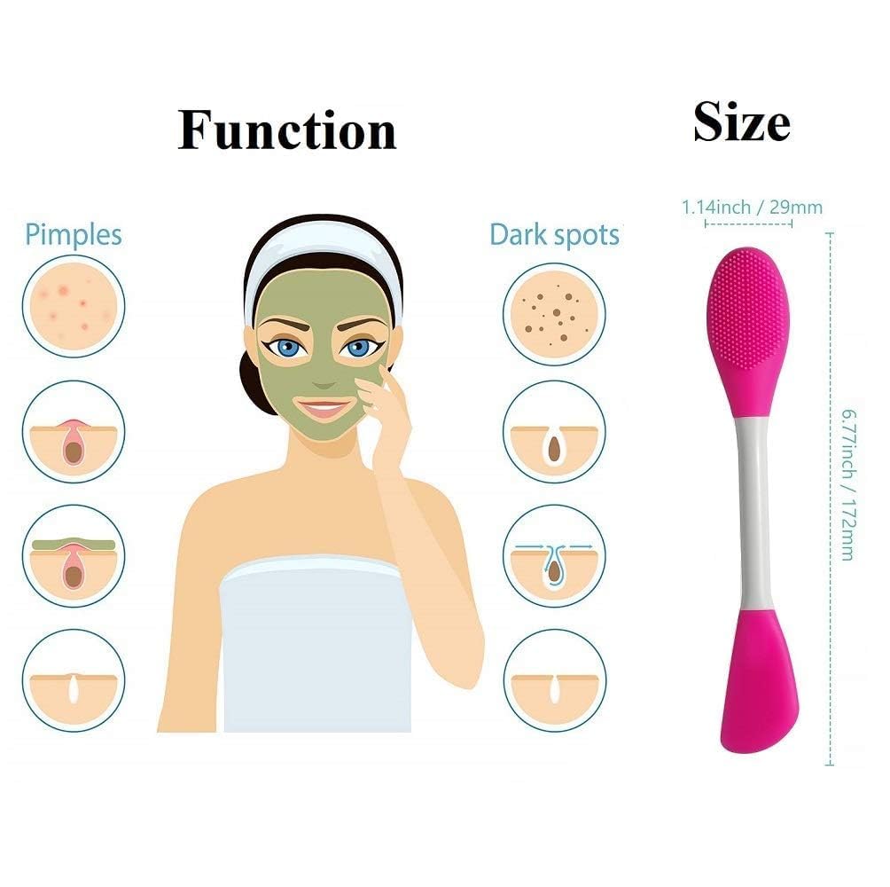 E-COSMOS Silicone Face Scrubber Multipurpose, 2 in 1 Facial Cleansing Brush, Handheld Face Wash Brush for Pore Cleansing, Gentle Exfoliating, Removing Blackhead Brush [POF 2] MULTI COLOR