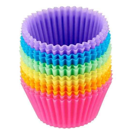 E-COSMOS Non-Stick Silicone Bakeware Baking Cake Moulds - Perfect for Cup Cakes, Muffins, Multicolor (6 Pices)