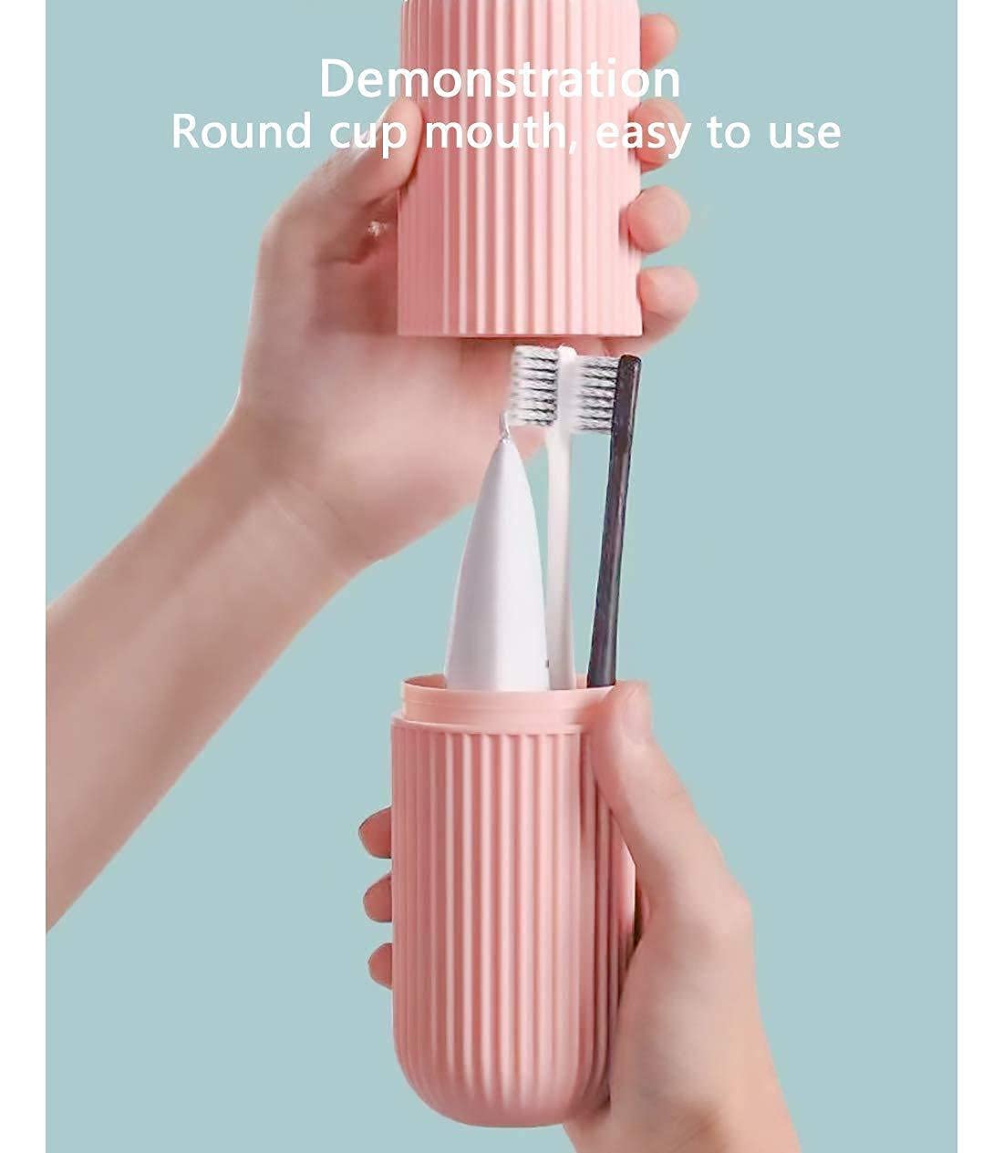 E-COSMOS Capsule Shape Travel Toothbrush Toothpaste Case Holder Portable Toothbrush Storage Plastic Toothbrush Holder (Multi-Color, Pack of 2), Standard (EC-CBH)