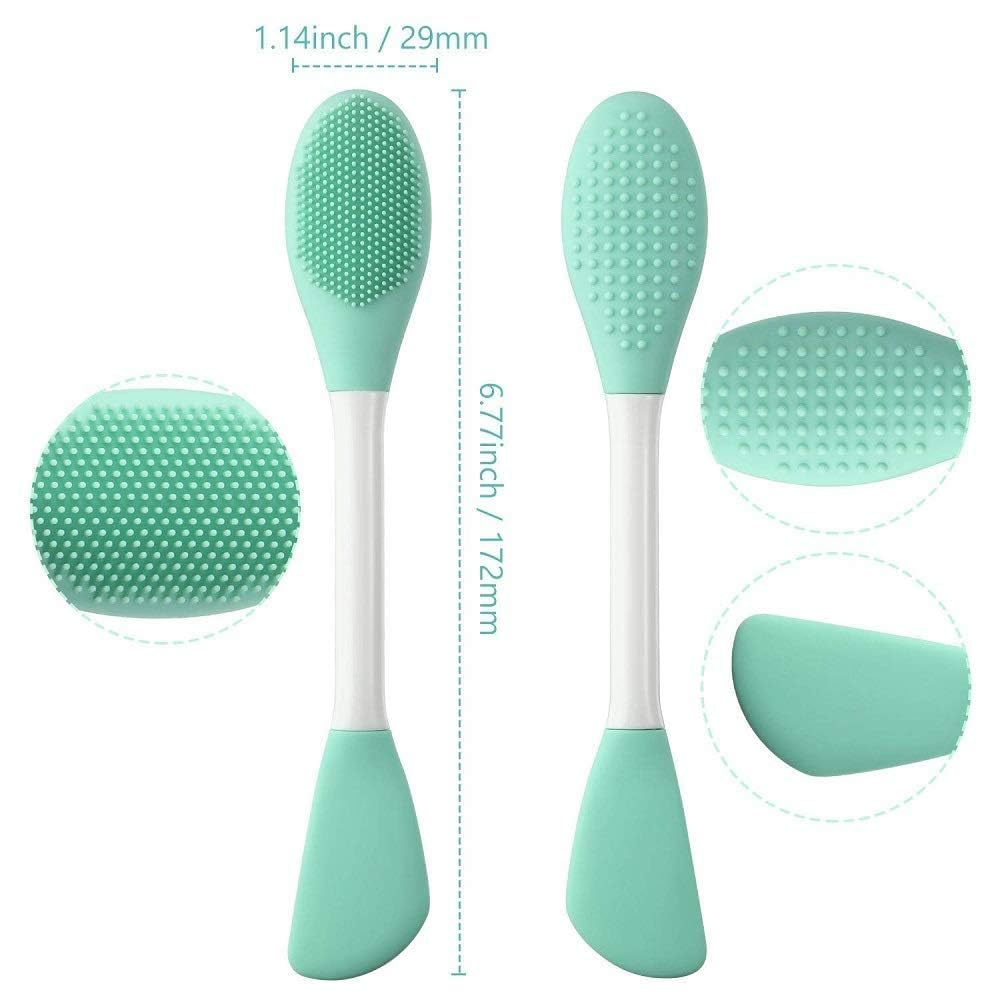 E-COSMOS Silicone Face Scrubber Multipurpose, 2 in 1 Facial Cleansing Brush, Handheld Face Wash Brush for Pore Cleansing, Gentle Exfoliating, Removing Blackhead Brush [POF 2] MULTI COLOR