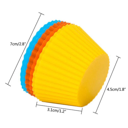 E-COSMOS Non-Stick Silicone Bakeware Baking Cake Moulds - Perfect for Cup Cakes, Muffins, Multicolor (6 Pices)