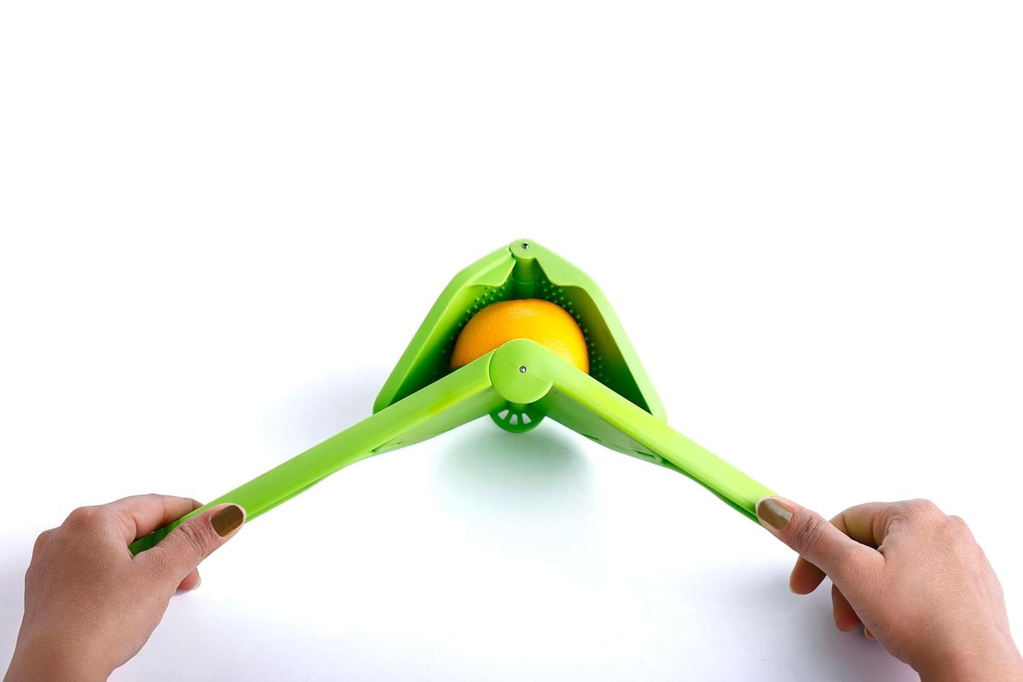 E-COSMOS Hand Press Juicer Machine | Lemon Squeezer With Sideways Pivot to Increase Leverage + Reduce Effort Needed (Green) (Handy Juicer)