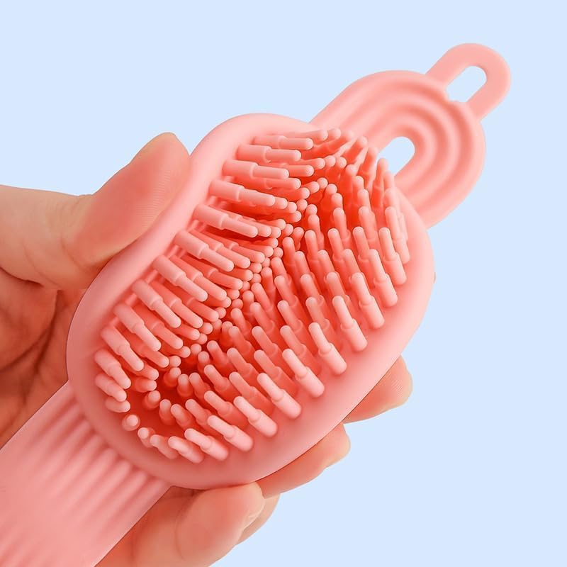 E-COSMOS 2 in 1 Body scrubber with Scalp Massager and Shampoo Brush