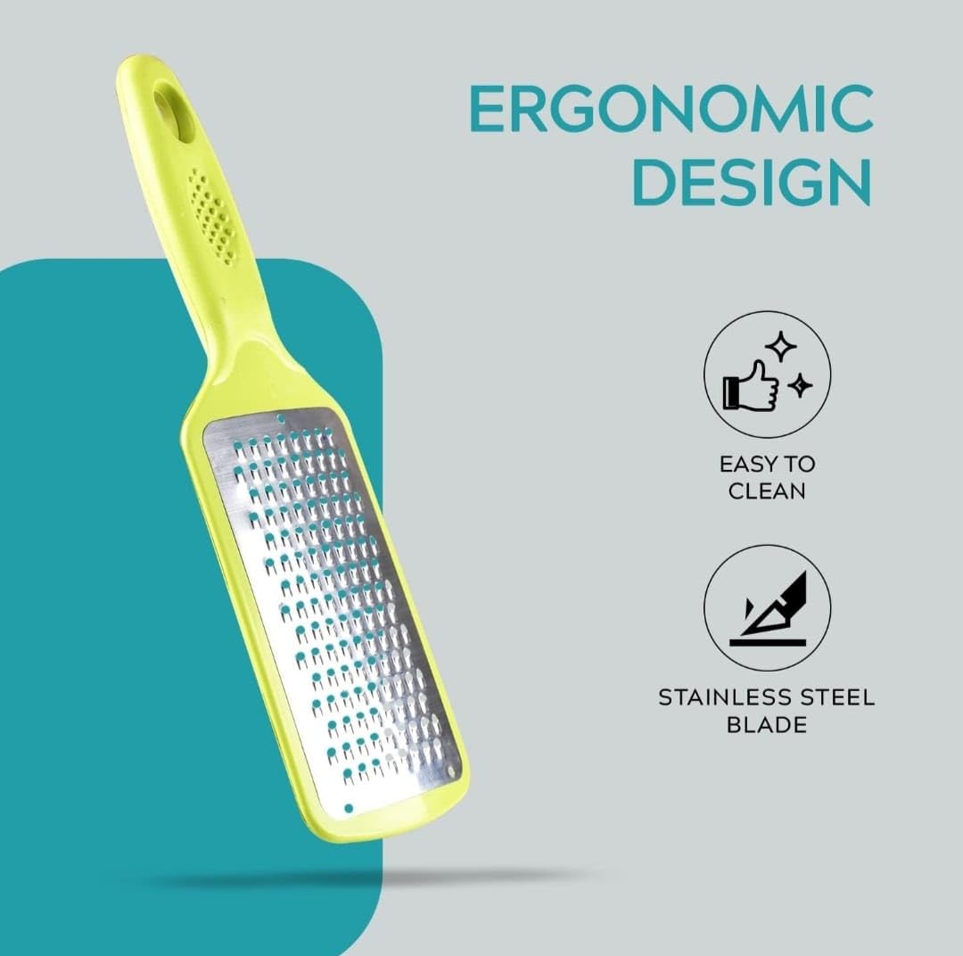 E-COSMOS Stainless Steel Cheese Grater & Lemon Zester for Kitchen- Cheese, Lemon, Ginger, Garlic, Chocolate, Vegetables & Fruits Shredder with Protective Cover, Adrak Grater, Dishwasher Safe