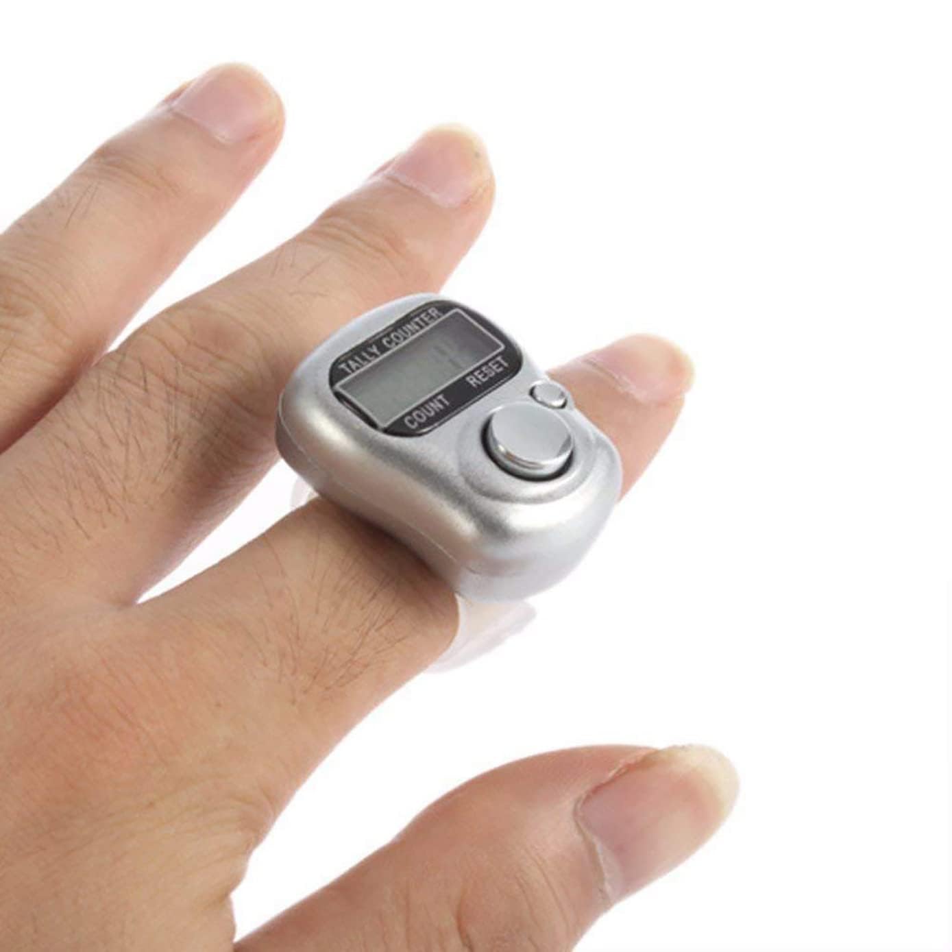 E-COSMOSMini Hand Tally Counter - Digital Finger Ring Count Tool for Mantra Jap, Cricket Umpire & More (Color Varies)