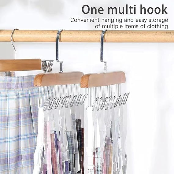 E-COSMOS Wooden Hanger for Clothes Hanging, Hangers for Wardrobe and Cupboard, 8 Hook