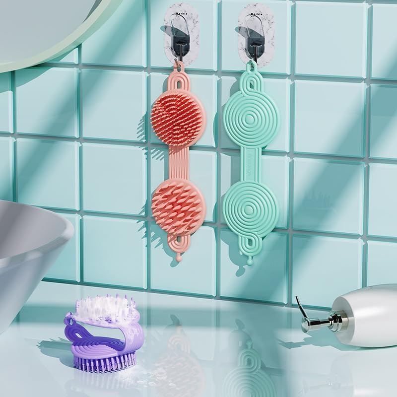 E-COSMOS 2 in 1 Body scrubber with Scalp Massager and Shampoo Brush