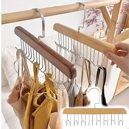 E-COSMOS Wooden Hanger for Clothes Hanging, Hangers for Wardrobe and Cupboard, 8 Hook