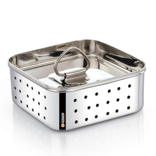 E-COSMOS® Stainless Steel Paneer Maker - Square Mould Press for Fresh Paneer, Tofu & Sprouts | 450ml Kitchen Essential (Square, 450ml)