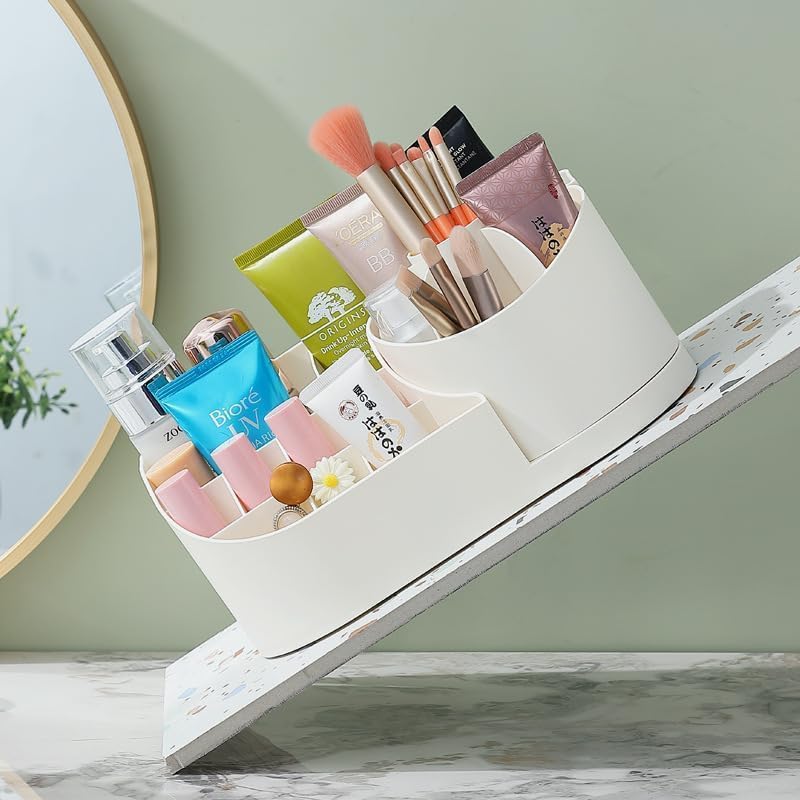 E-COSMOS 360 Degree Rotating Desk Makeup Brush Organizers and Desk Desktop Storage