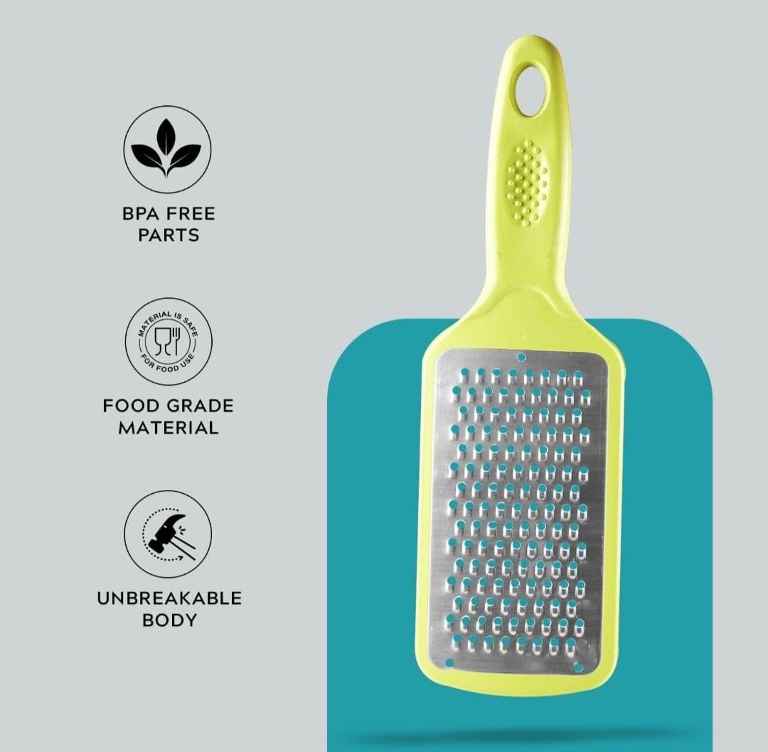E-COSMOS Stainless Steel Cheese Grater & Lemon Zester for Kitchen- Cheese, Lemon, Ginger, Garlic, Chocolate, Vegetables & Fruits Shredder with Protective Cover, Adrak Grater, Dishwasher Safe