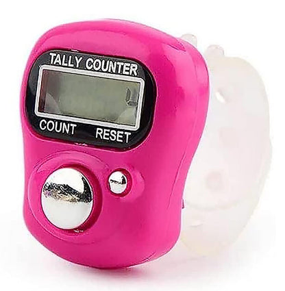 E-COSMOSMini Hand Tally Counter - Digital Finger Ring Count Tool for Mantra Jap, Cricket Umpire & More (Color Varies)