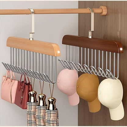 E-COSMOS Wooden Hanger for Clothes Hanging, Hangers for Wardrobe and Cupboard, 8 Hook