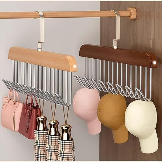 E-COSMOS Wooden Hanger for Clothes Hanging, Hangers for Wardrobe and Cupboard, 8 Hook