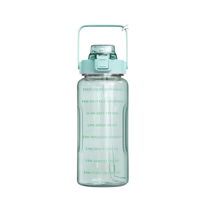 E-COSMOS 2L Capacity Belt Straw Transparent Motivational Water Bottle