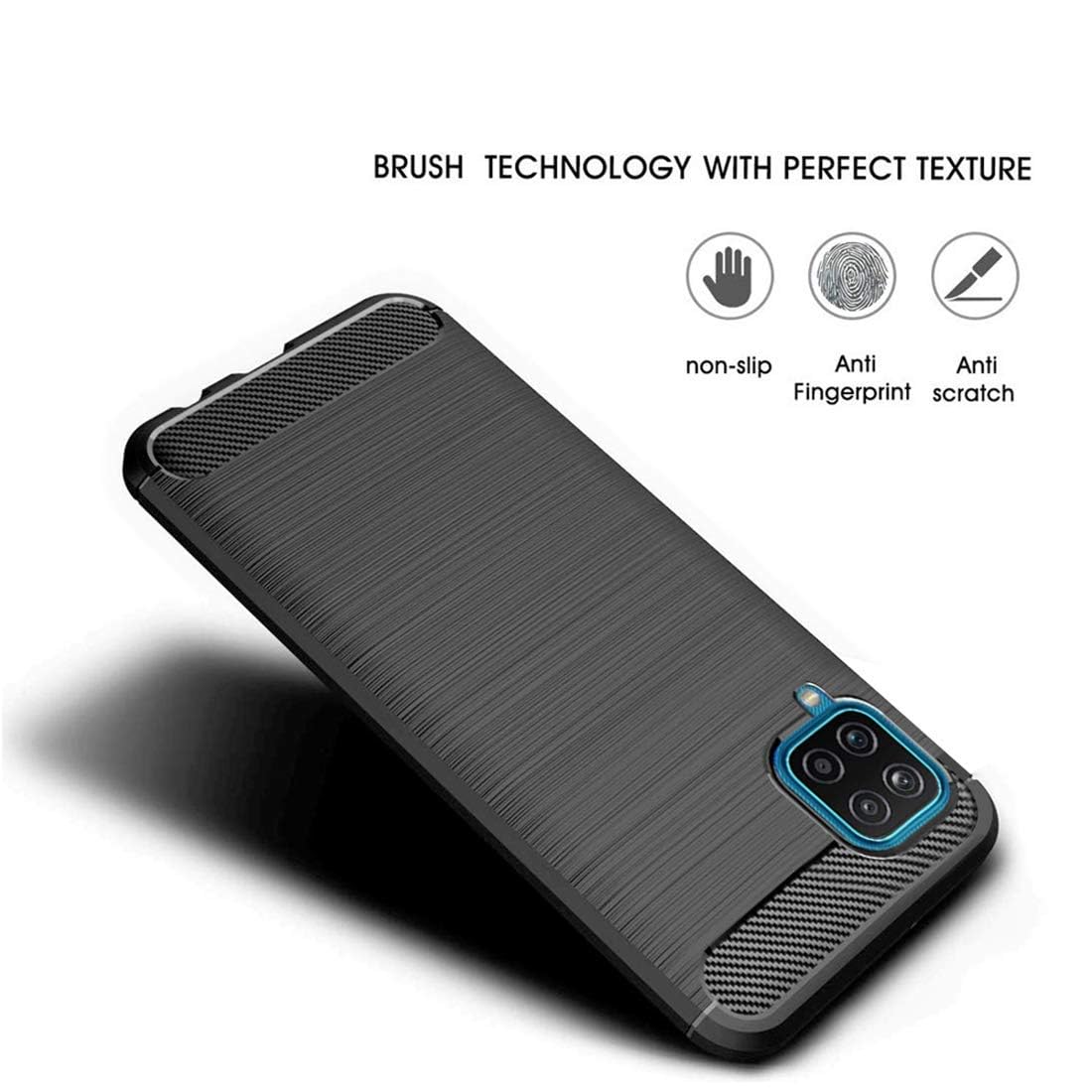 E-COSMOS Back Cover for Samsung Galaxy A12 (Carbon Fibre | Black | Textured)…